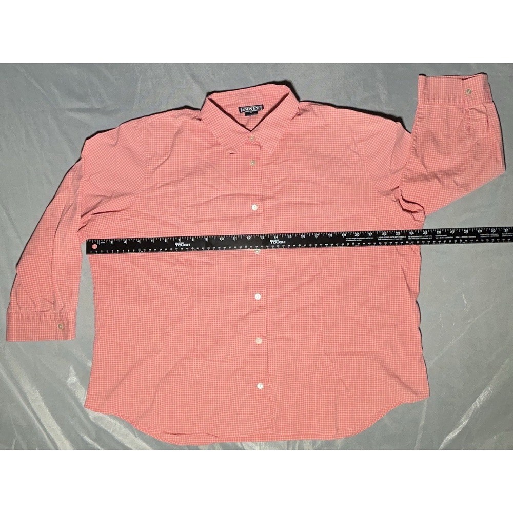 Lands' End button-down shirt Pink and white gingham/check Size 18 - Picture 3 of 9